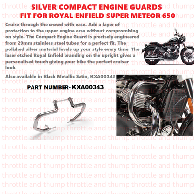 Silver Compact Engine Guards fit for Royal Enfield Super Meteor 650