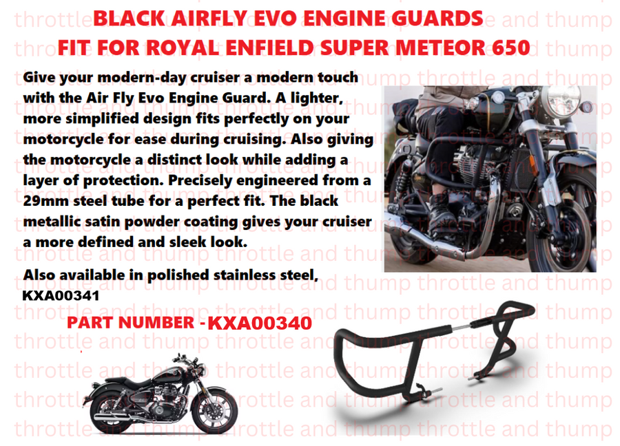 Black Airfly Evo Engine Guards fit for Royal Enfield Super meteor 650