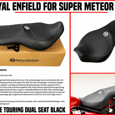 Black Deluxe Touring Dual Seat fit for Royal Enfield Super Meteor 650