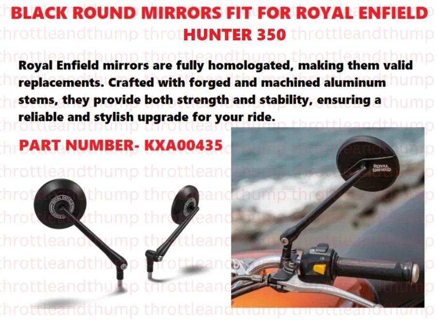 Black Round Mirrors fit for Royal Enfield Hunter 350