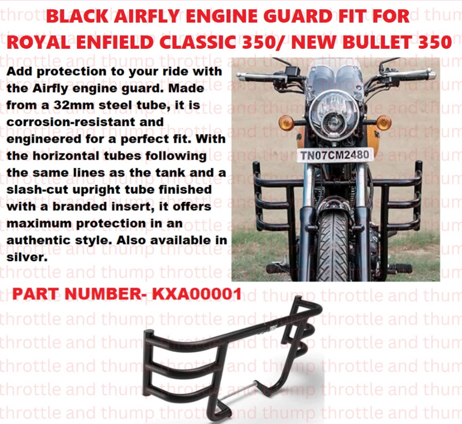 Black Airfly Engine Guard fit for Royal Enfield Bullet 350