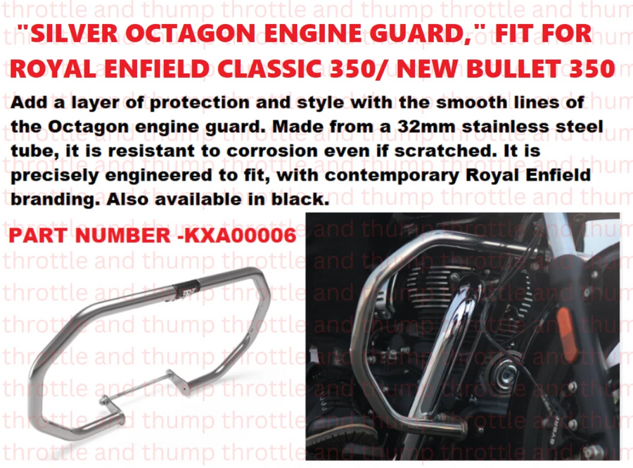 Silver Octagon Engine Guard fit for Royal Enfield Bullet 350