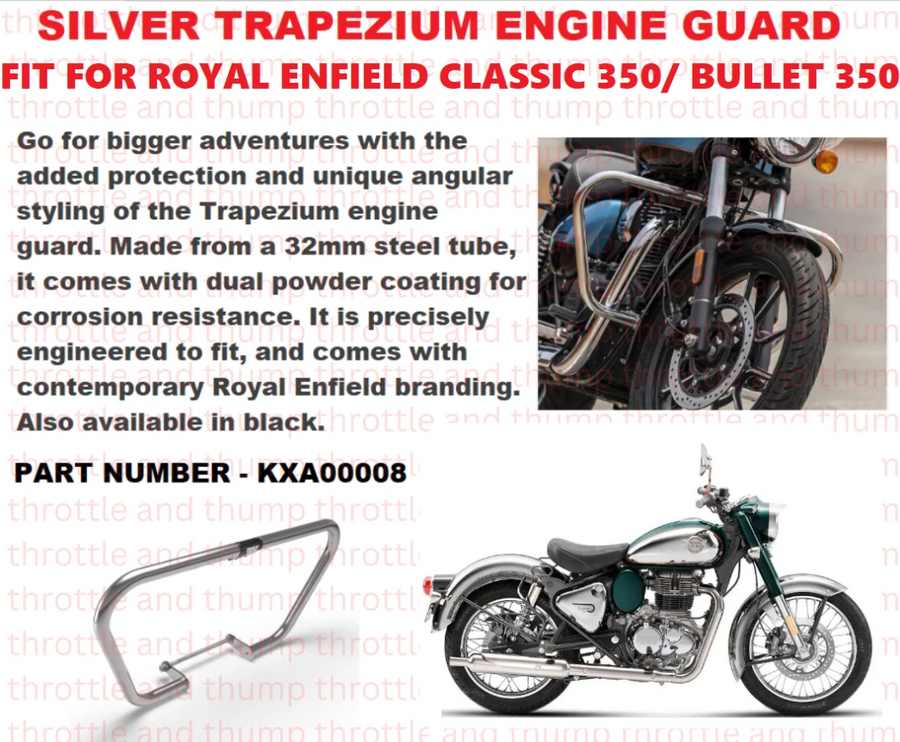 Silver Trapezium Engine Guard fit for Royal Enfield Bullet 350