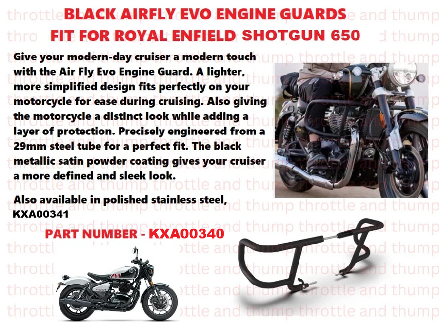 Black Airfly Evo Engine Guards fit for Royal Enfield Shotgun 650