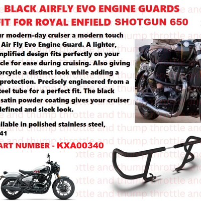 Black Airfly Evo Engine Guards fit for Royal Enfield Shotgun 650