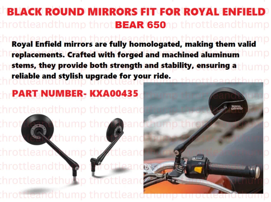 Black Round Mirrors fit for Royal Enfield Bear 650
