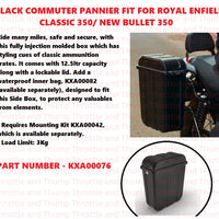 Black Commuter Pannier fit for Royal Enfield Bullet 350