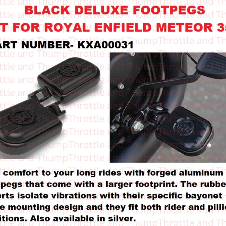 Black Deluxe Footpegs fit for Royal Enfield Meteor 350