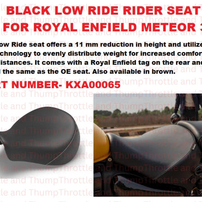 Black Low Ride Rider Seat fit for Royal Enfield Meteor 350