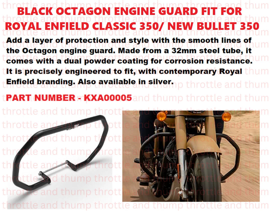 Black Octagon Engine Guard fit for Royal Enfield Classic 350