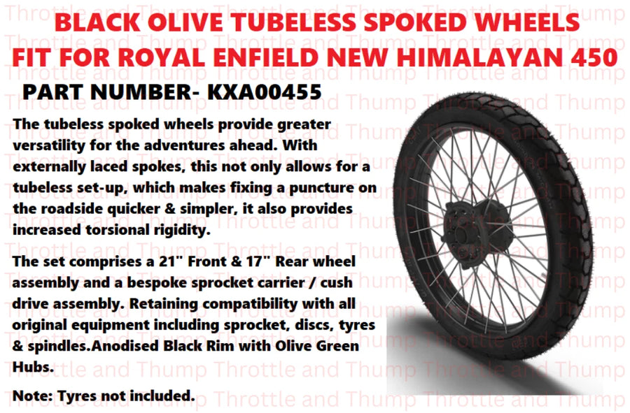 Black Olive Tubeless Spoked Wheels fit for Royal Enfield Himalayan 450