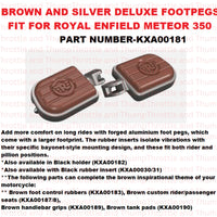 Brown And Silver Deluxe Footpegs fit for Royal Enfield Meteor 350