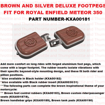 Brown And Silver Deluxe Footpegs fit for Royal Enfield Meteor 350