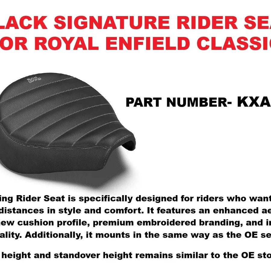 Black Signature Rider Seat fit for Royal Enfield Classic 650