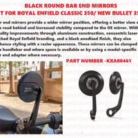 Black Round Bar End Mirrors fit for Royal Enfield Bullet 350
