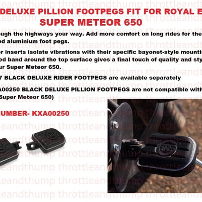 Black Deluxe Pillion Footpegs fit for Royal Enfield Super Meteor 650