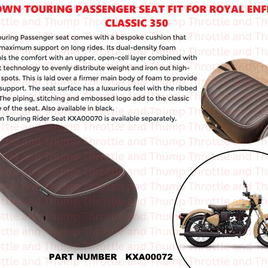 Brown Touring Passenger Seat fit for Royal Enfield Classic 350