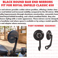 Black Round Bar End Mirrors fit for Royal Enfield Classic 650
