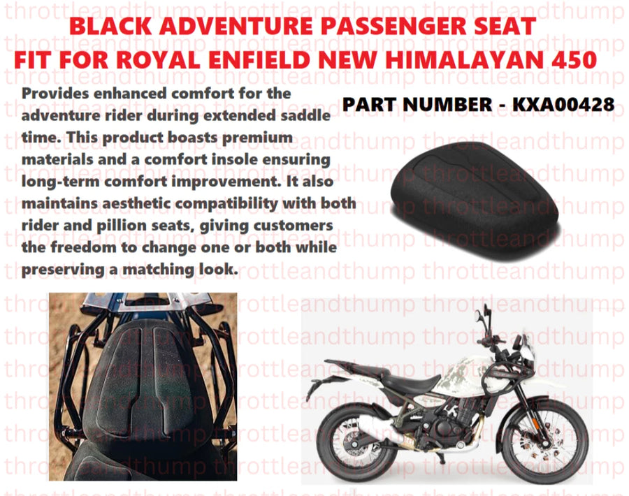 Black Adventure Passenger Seat fit for Royal Enfield Himalayan 450