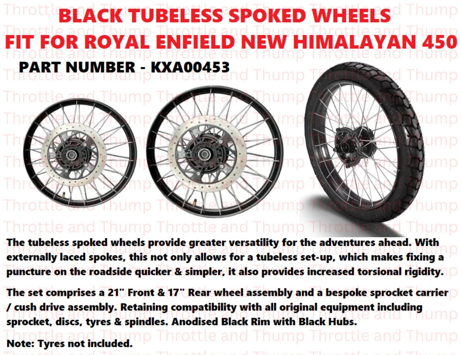 Black Tubeless Spoked Wheels fit for Royal Enfield Himalayan 450