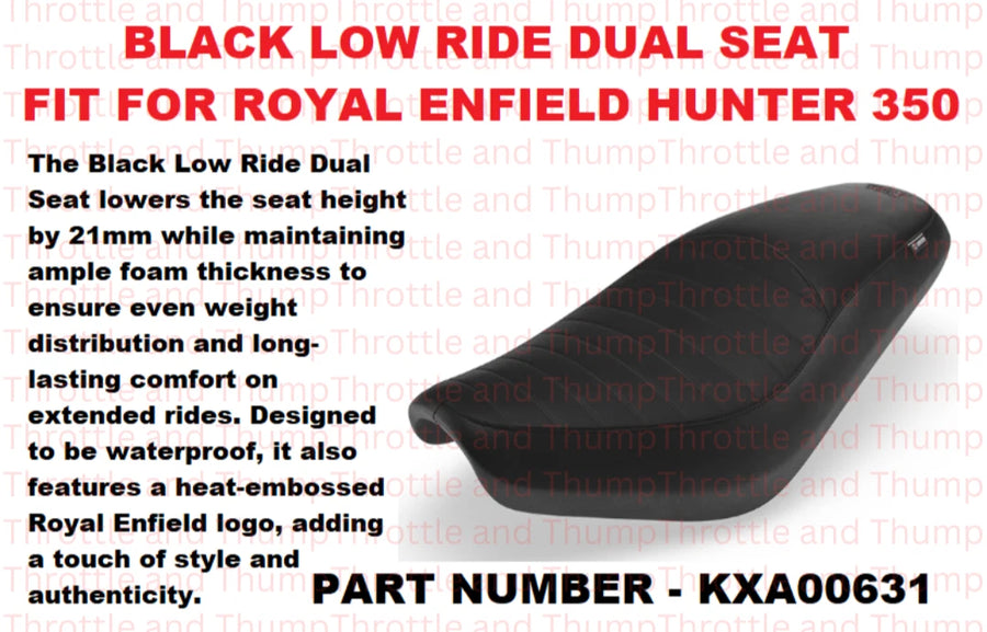 Black Low Ride Dual Seat fit for Royal Enfield Hunter 350