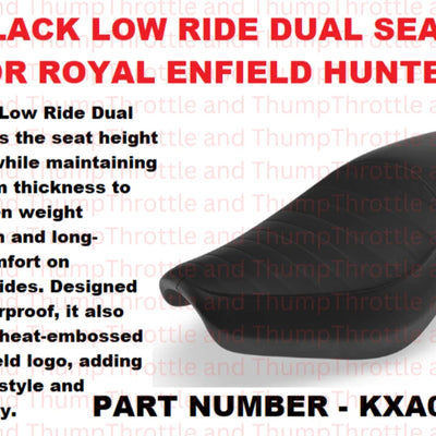Black Low Ride Dual Seat fit for Royal Enfield Hunter 350