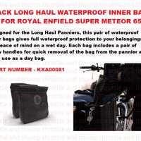Black Long Haul Waterproof Inner Bags fit for Royal Enfield Super Meteor 650