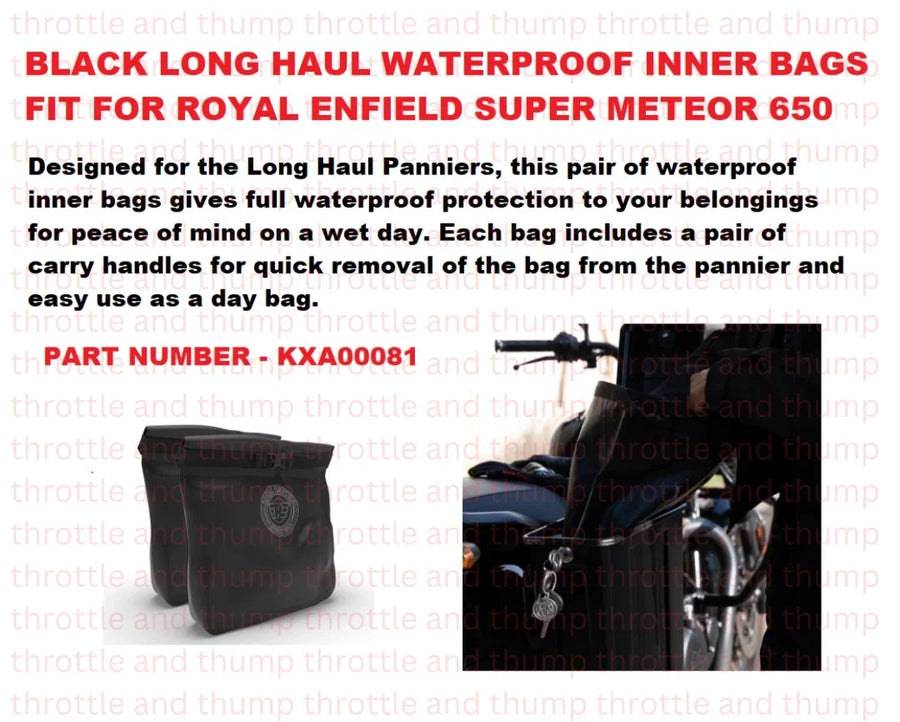 Black Long Haul Waterproof Inner Bags fit for Royal Enfield Super Meteor 650