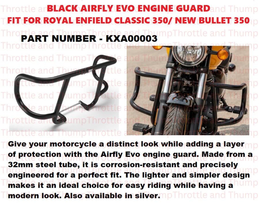 Black Airfly Evo Engine Guard fit for Royal Enfield Classic 350