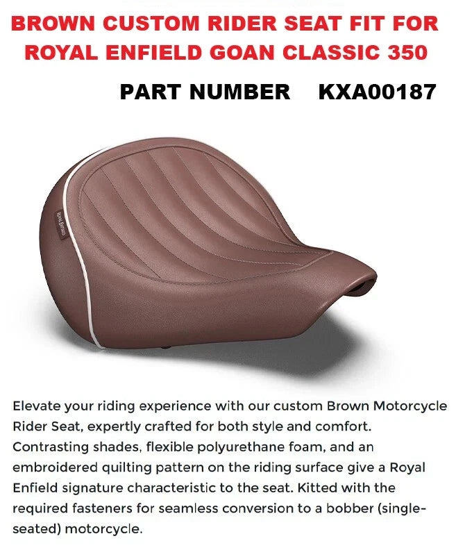 Brown Custom Rider Seat fit for Royal Enfield Goan Classic 350