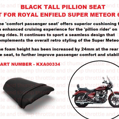 Black Tall Pillion Seat fit for Royal Enfield Super Meteor 650