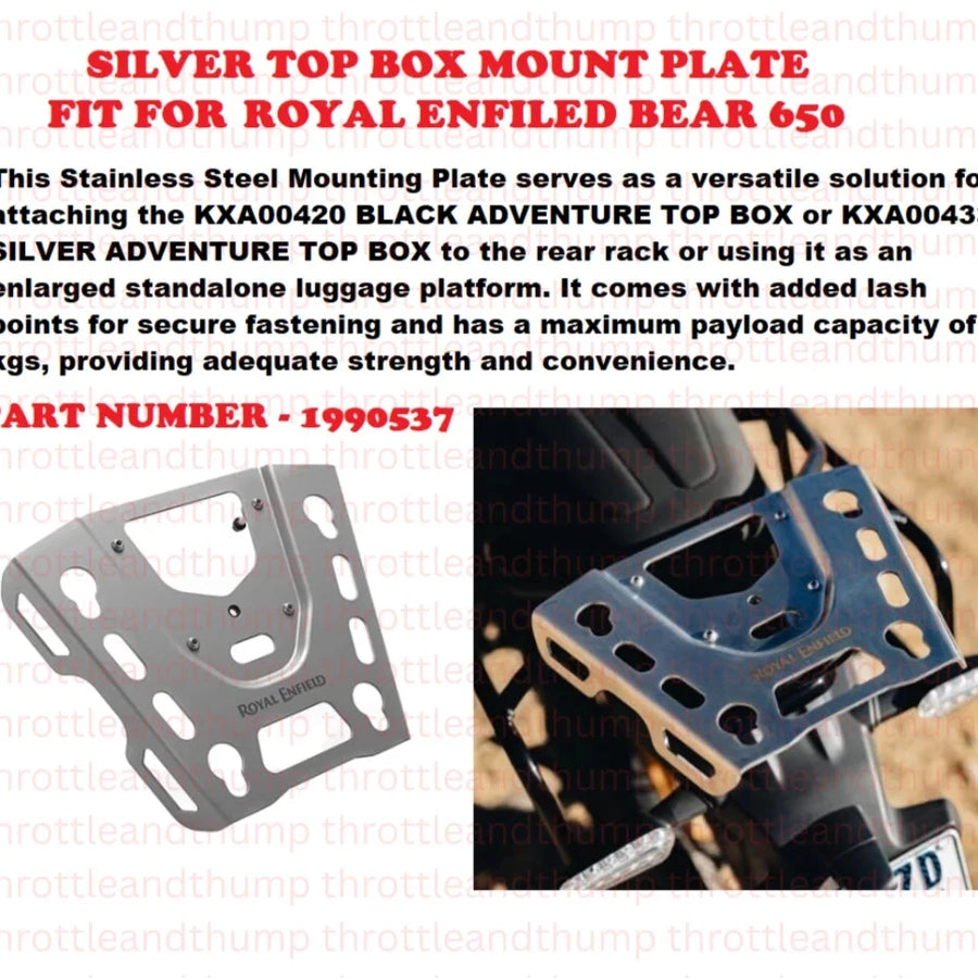 Silver Top Box Mount Plate fit for Royal Enfield Bear 650
