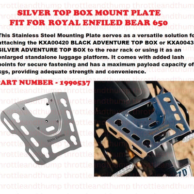 Silver Top Box Mount Plate fit for Royal Enfield Bear 650