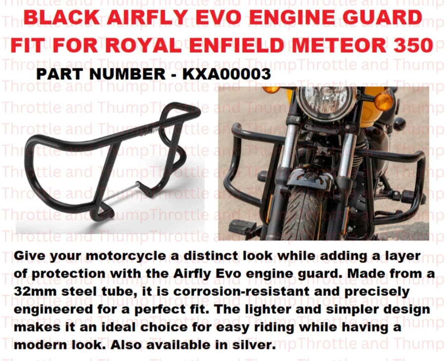 Black Airfly Evo Engine Guard fit for Royal Enfield Meteor 350