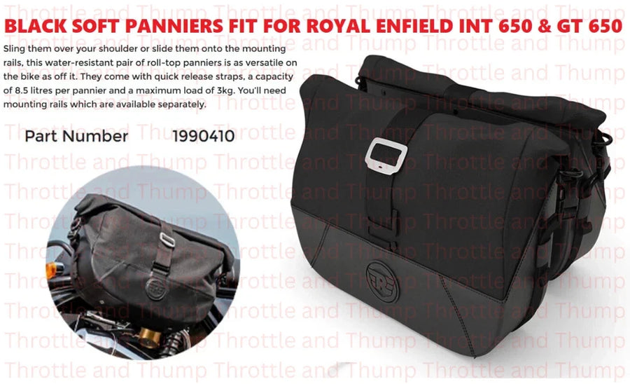 Black Soft Panniers fit for Royal Enfield Interceptor 650