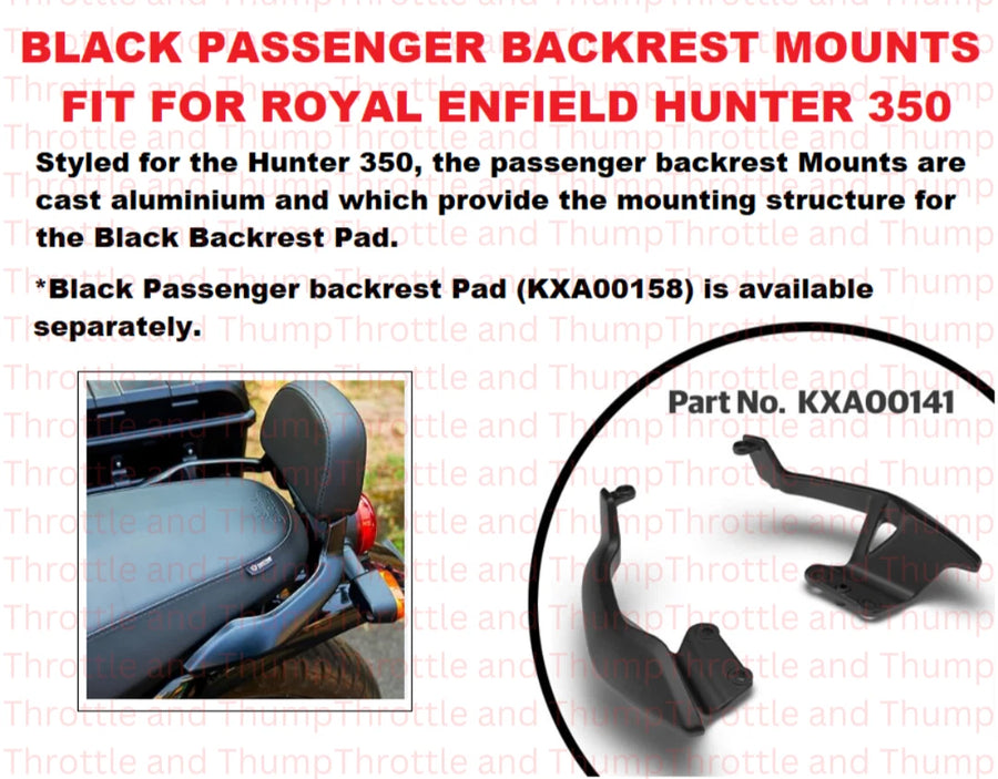 Black Passenger Backrest Mounts fit for Royal Enfield Hunter 350