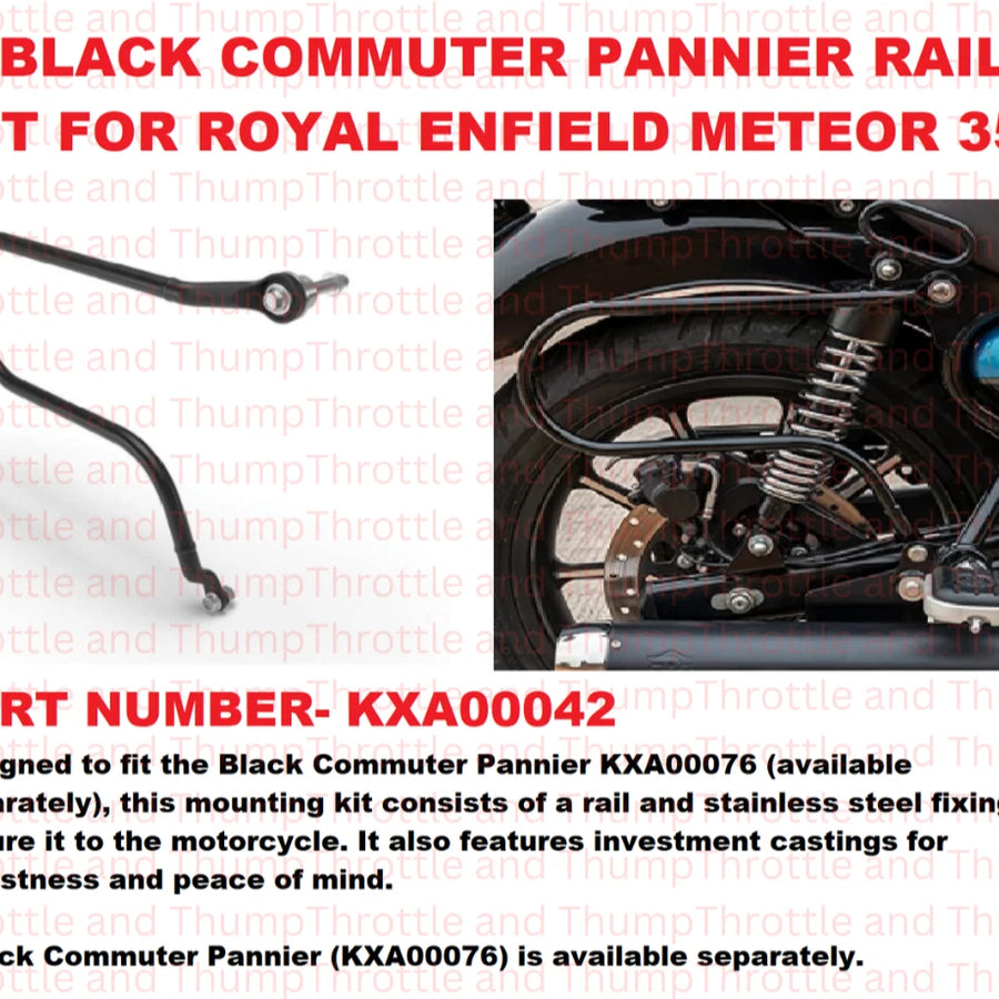 Black Commuter Pannier Rail fit for Royal Enfield Meteor 350