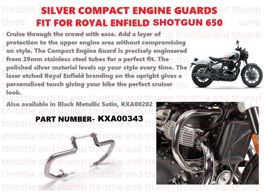Silver Compact Engine Guards fit for Royal Enfield Shotgun 650