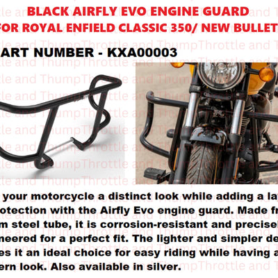 Black Airfly Evo Engine Guard fit for Royal Enfield Bullet 350