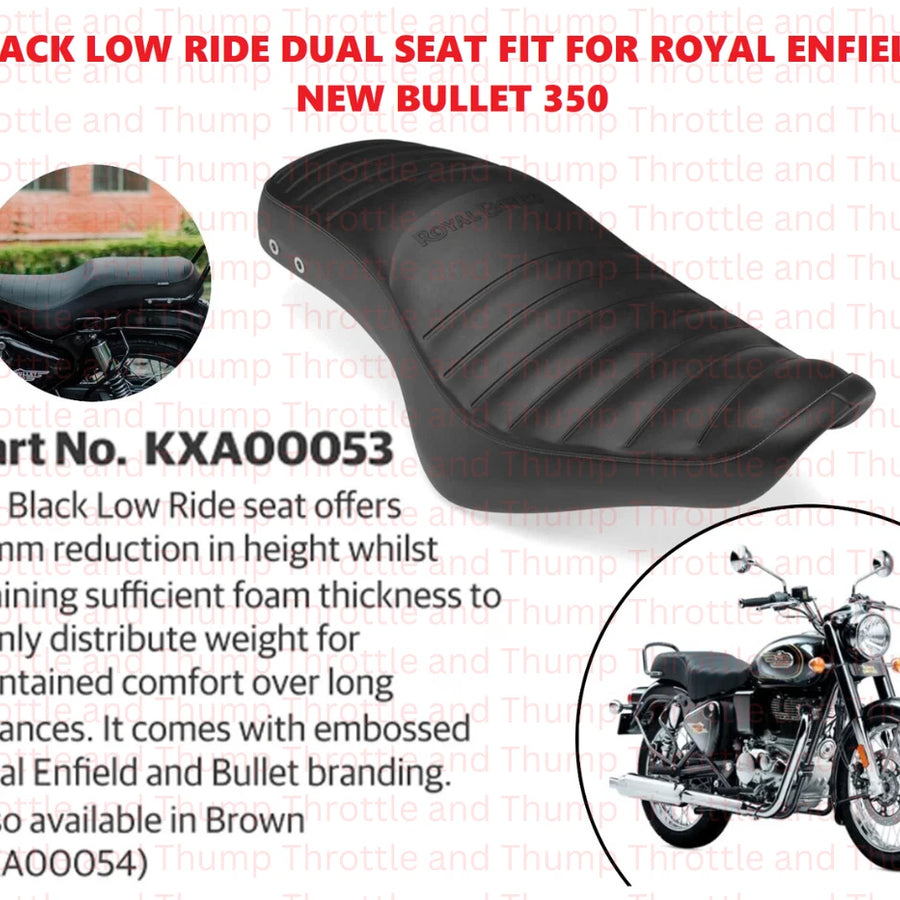 Black Low Ride Dual Seat fit for Royal Enfield Bullet 350