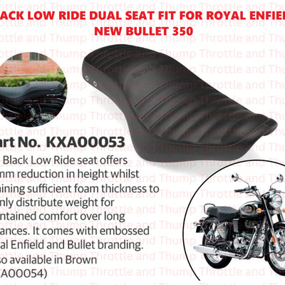 Black Low Ride Dual Seat fit for Royal Enfield Bullet 350