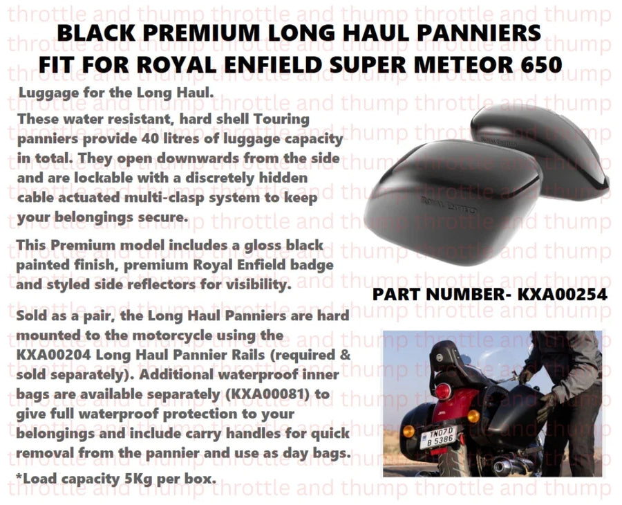 Black Premium Long Haul Panniers fit for Royal Enfield Super Meteor 650