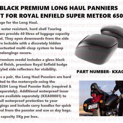 Black Premium Long Haul Panniers fit for Royal Enfield Super Meteor 650