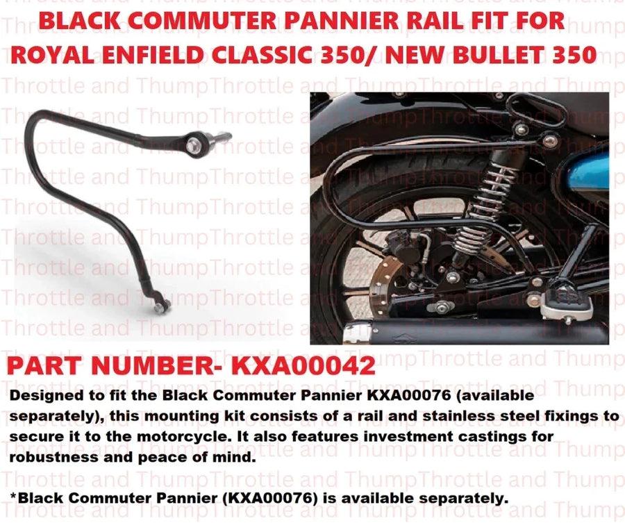 Black Commuter Pannier Rail fit for Royal Enfield Bullet 350