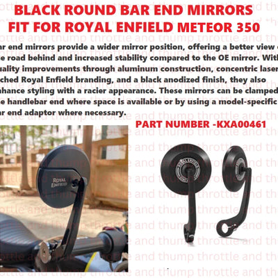 Black Round Bar End Mirrors fit for Royal Enfield Meteor 350