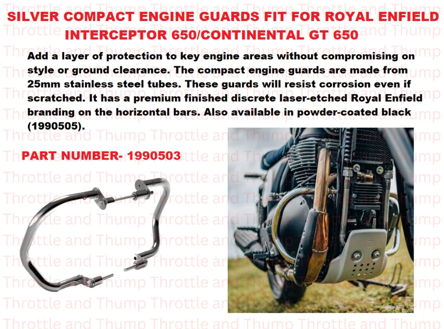 Silver Compact Engine Guards fit for Royal Enfield Interceptor 650