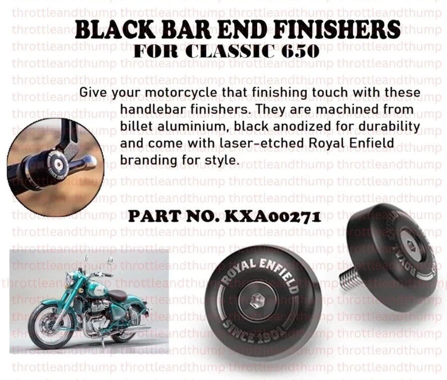 Black Bar End Finishers fit for Royal Enfield Classic 650