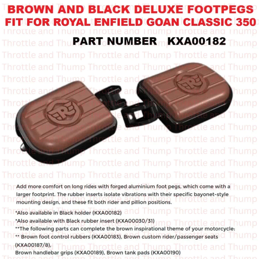 Brown And Black Deluxe Footpegs fit for Royal Enfield Goan Classic 350