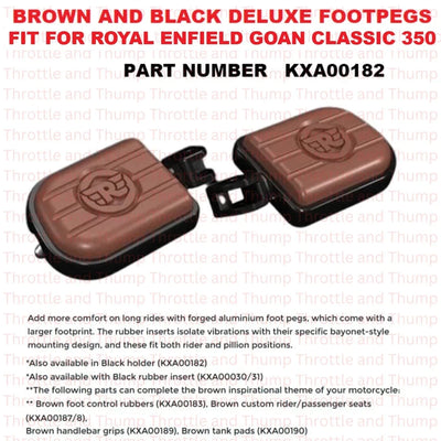 Brown And Black Deluxe Footpegs fit for Royal Enfield Goan Classic 350