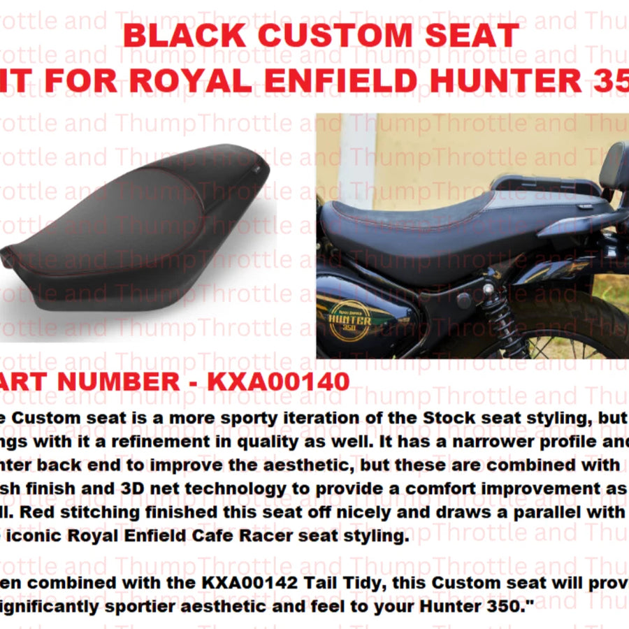 Black Custom Seat fit for Royal Enfield Hunter 350